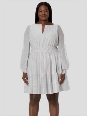 BTFBM White Boho Mini Dress XXL | Crisp Resortwear V-Neck A-Line